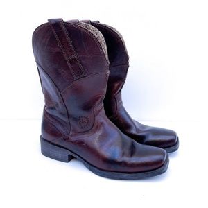 Ariat Rambler Distressed Black Brown Snip Toe Cowboy Boots